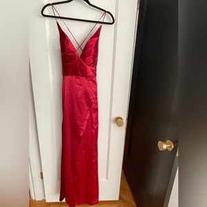 Red Satin Dress with Back Detail